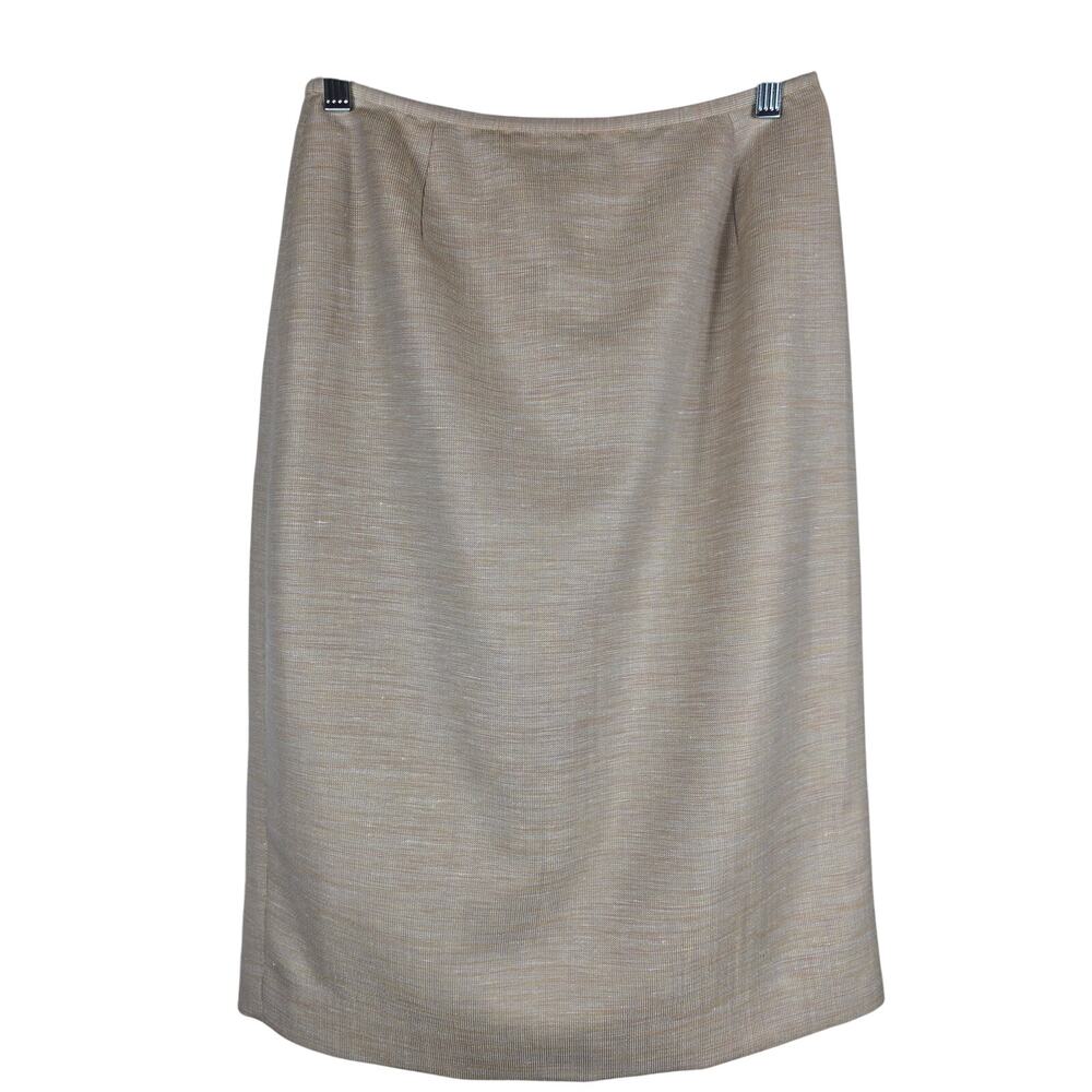Lafayette 148 Tan Fully Lined Linen Blend Pencil Skirt 8